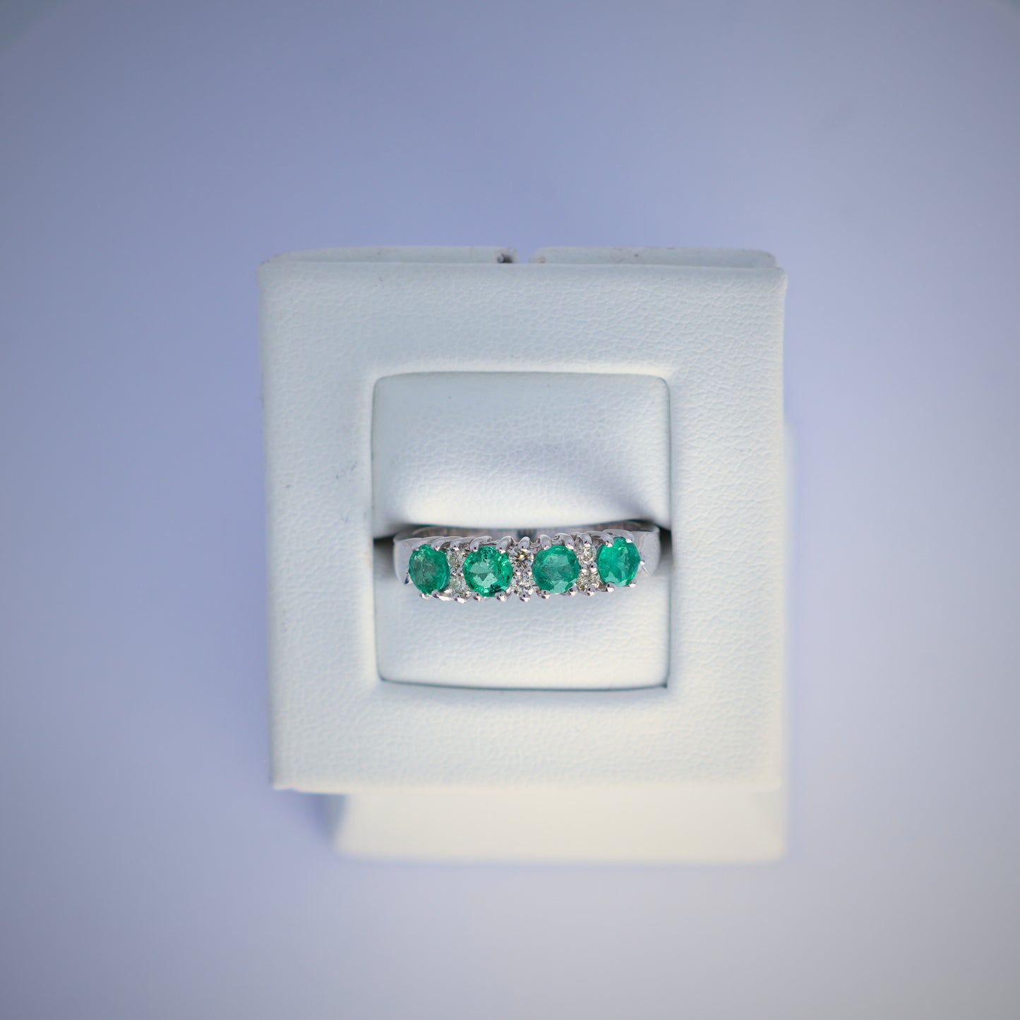 9k White Gold Ruby/Sapphire/Emerald & Diamond Ring