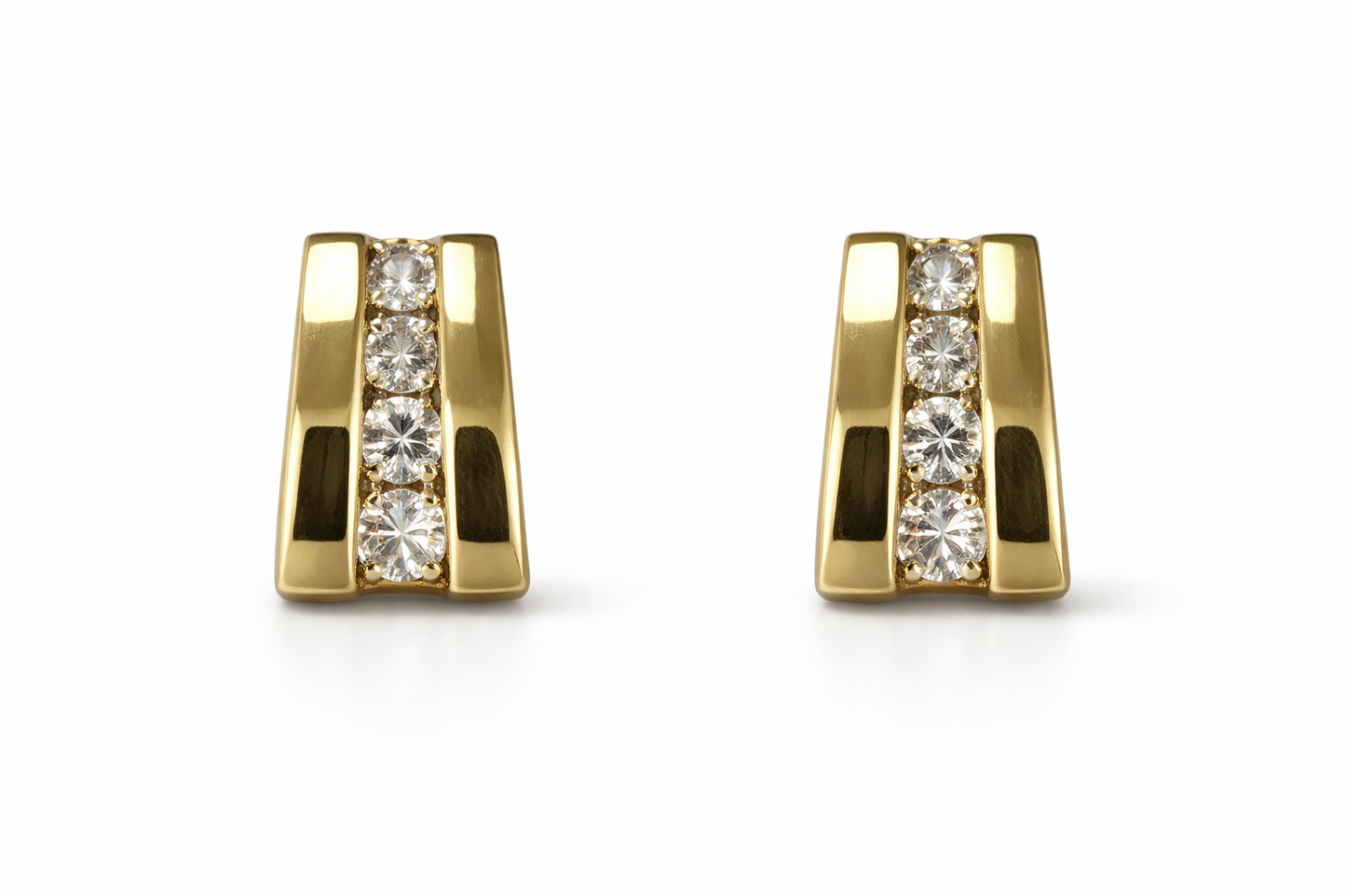 Pre-Loved 9K Yellow Gold Diamond Bar Stud Earrings