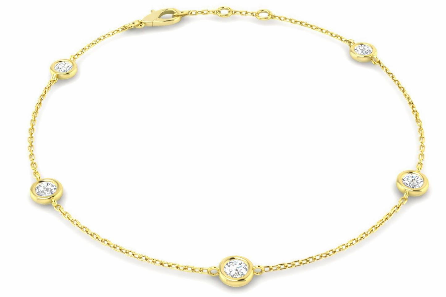 9K Yellow Gold Bezel Set Lab Grown Diamond Bracelet