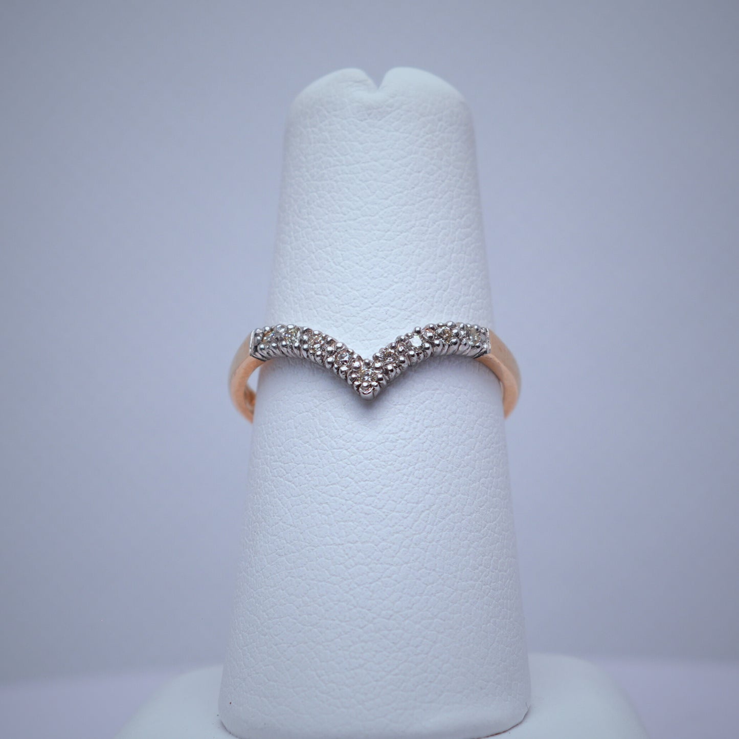 9K Yellow & White Gold Diamond Wishbone Ring