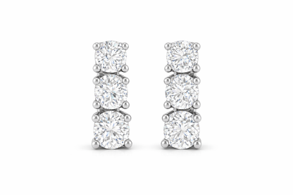 9K White Gold Three-Stone Lab Grown Diamond Drop Earrings
