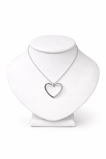 Pre-Loved White Gold Diamond Open Heart Necklace