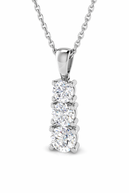 9K White Gold Three-Stone Lab Grown Diamond Pendant Necklace