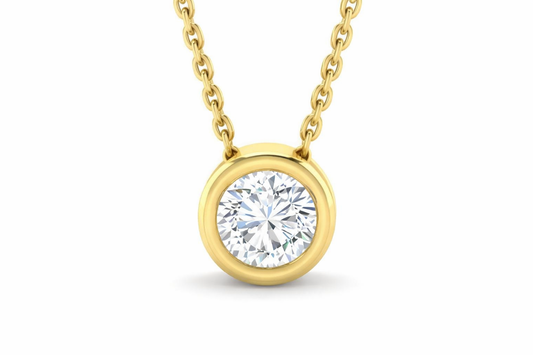 9K Yellow Gold Bezel Set Lab Grown Diamond Pendant Necklace