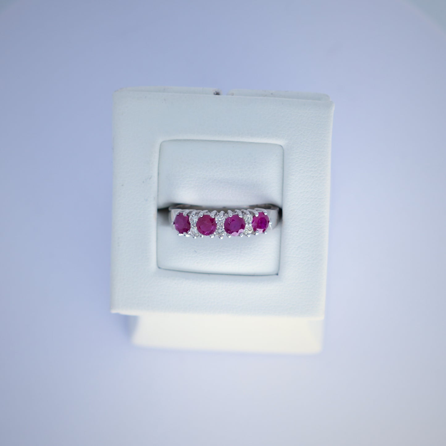 9k White Gold Ruby/Sapphire/Emerald & Diamond Ring