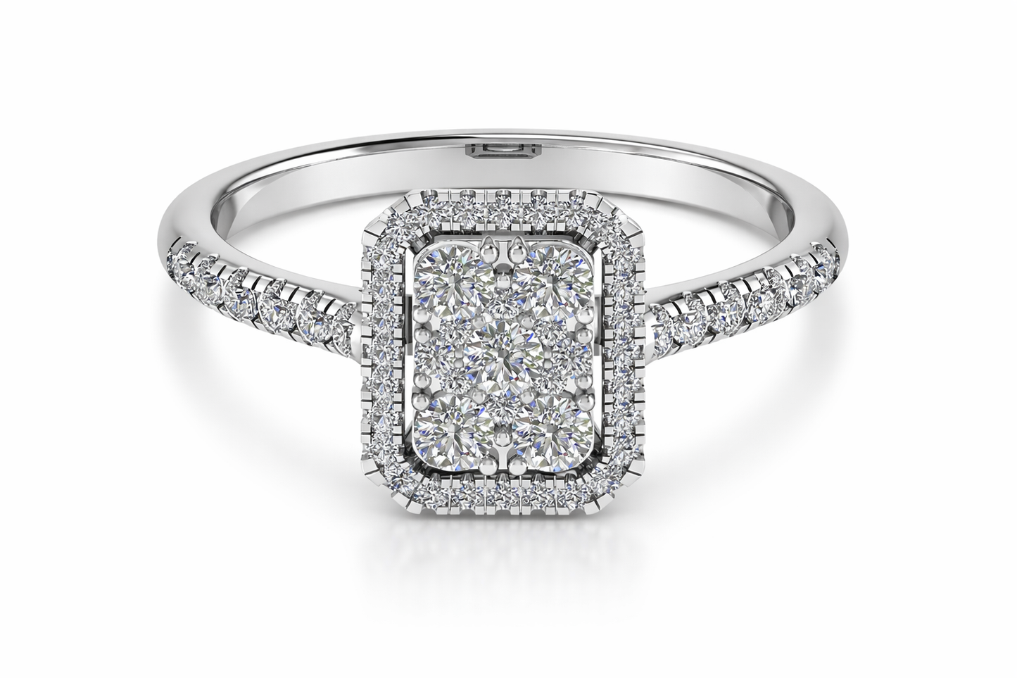 9K White Gold Diamond Cluster Ring