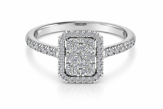 9K White Gold Diamond Cluster Ring