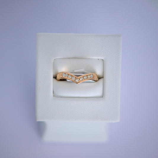 9K Yellow Gold Diamond Wishbone Ring