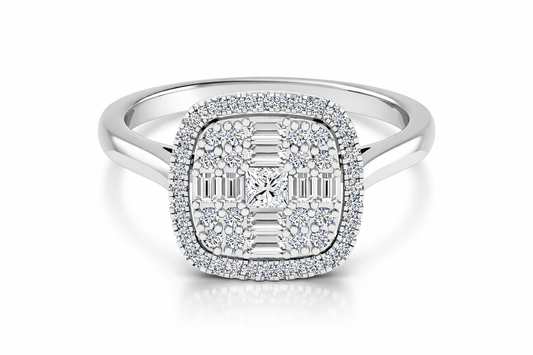 9K White Gold Diamond Cluster Ring