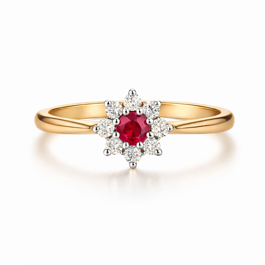 9K Ruby & Diamond Cluster ring