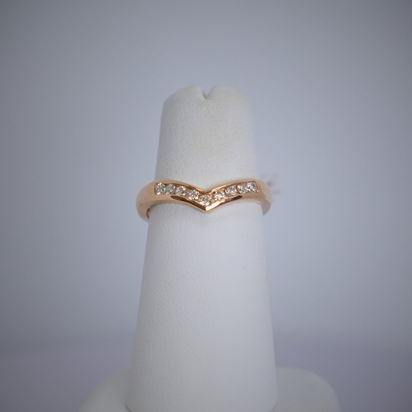 9K Yellow Gold Diamond Wishbone Ring