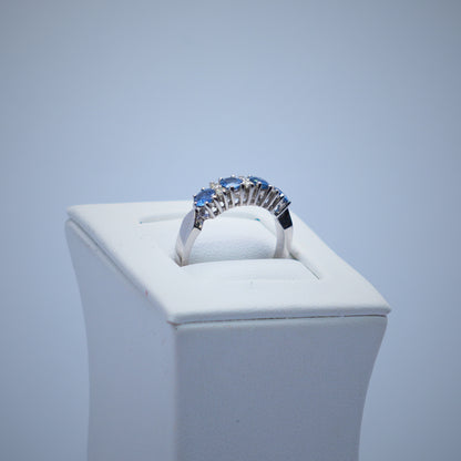 9k White Gold Ruby/Sapphire/Emerald & Diamond Ring