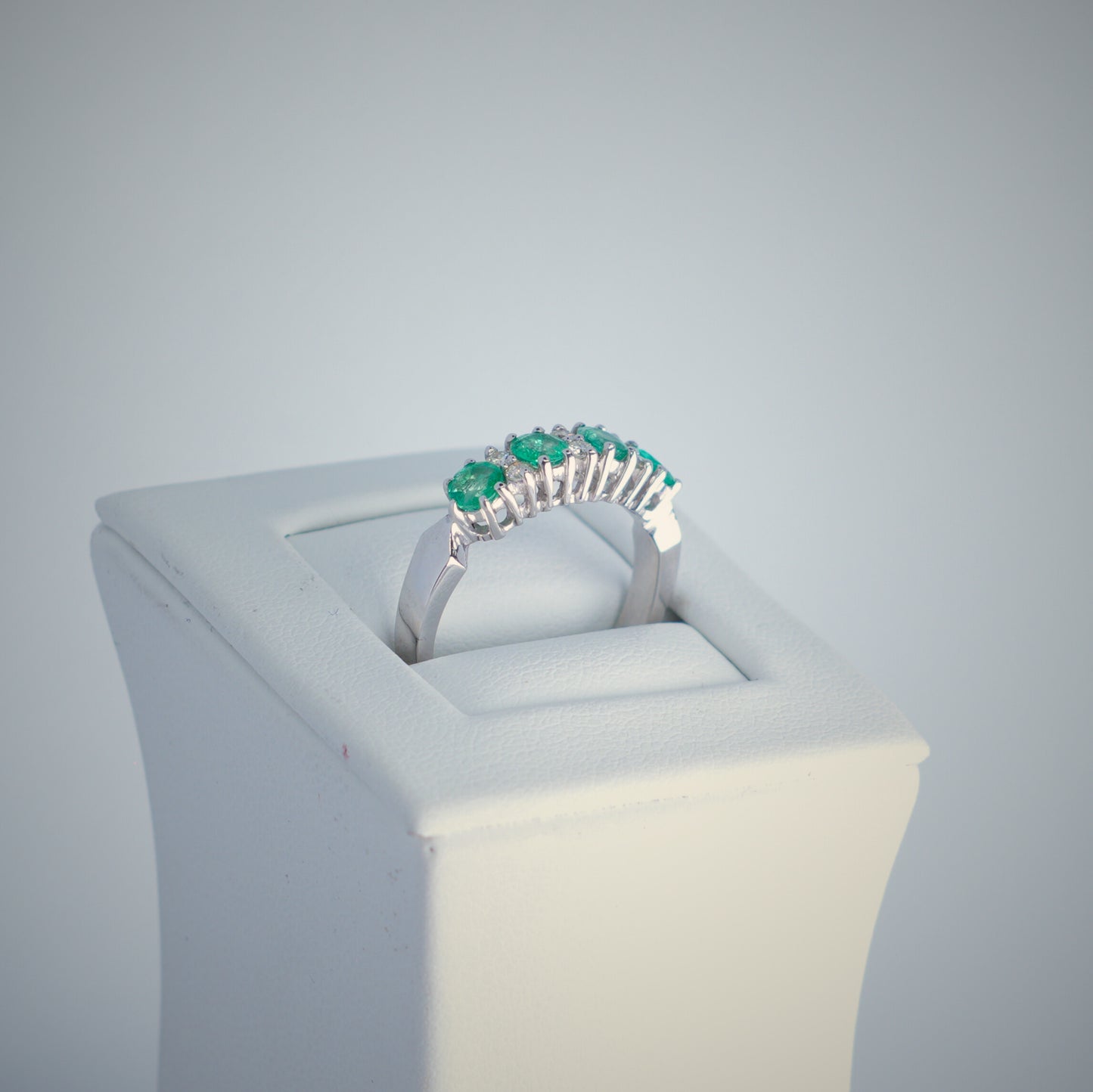 9k White Gold Ruby/Sapphire/Emerald & Diamond Ring