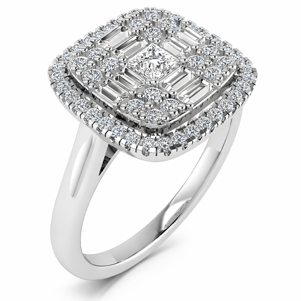 9K White Gold Diamond Cluster Ring