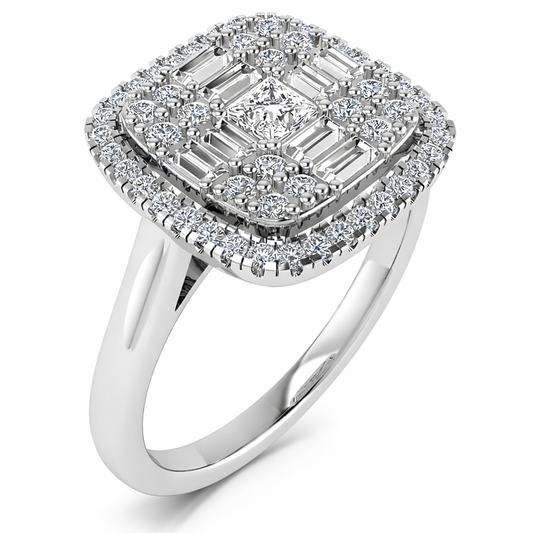 9K White Gold Diamond Cluster Ring