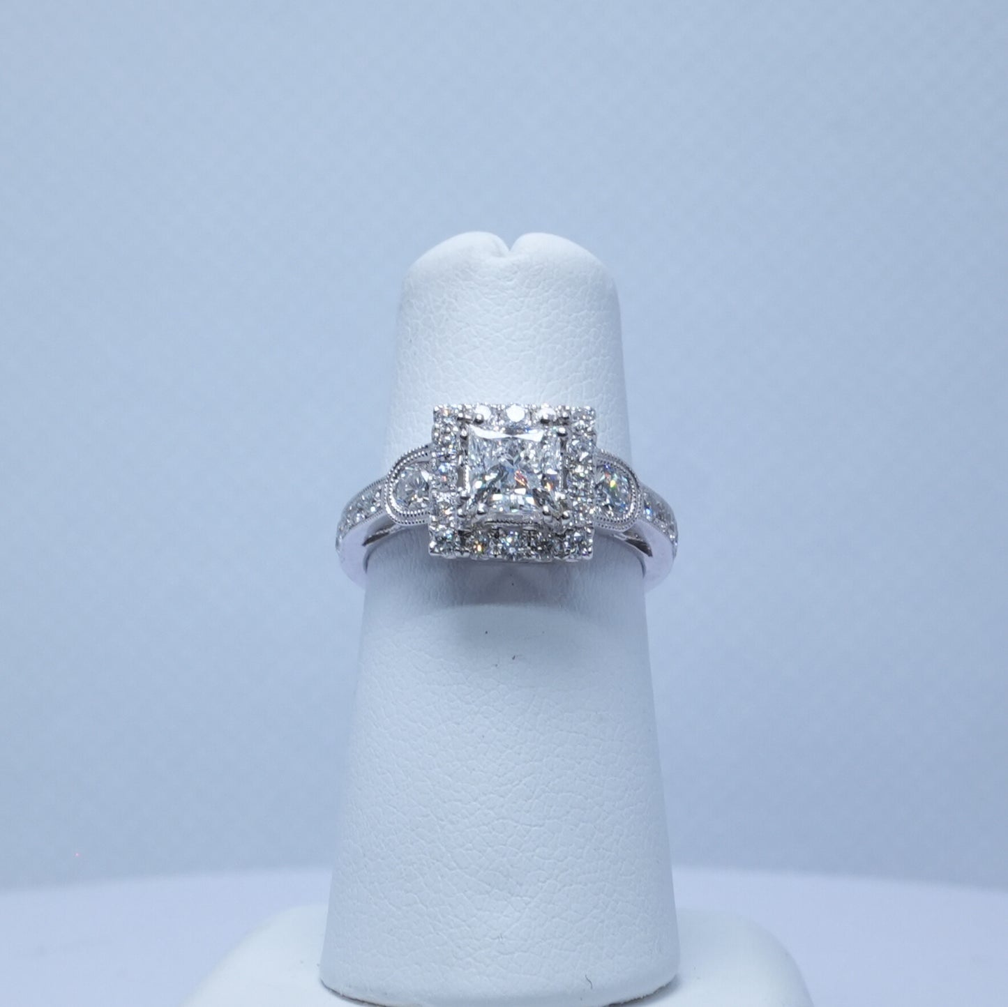 14K White Gold 1.02ct Princess Cut Diamond Ring