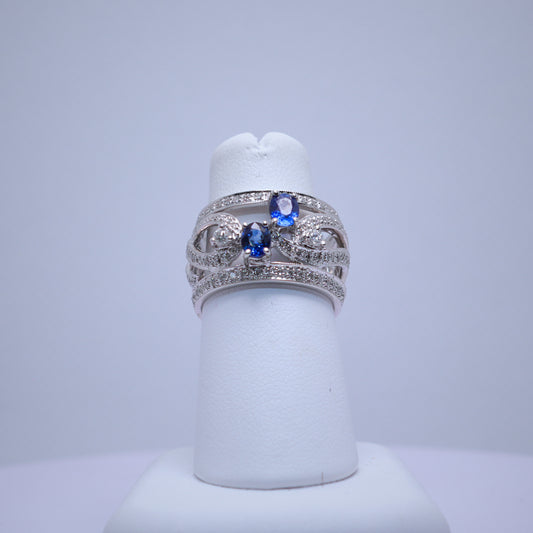 18K White Gold Sapphire & Diamond Dress Ring