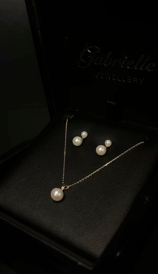 9K Yellow Gold Round Pearl Set