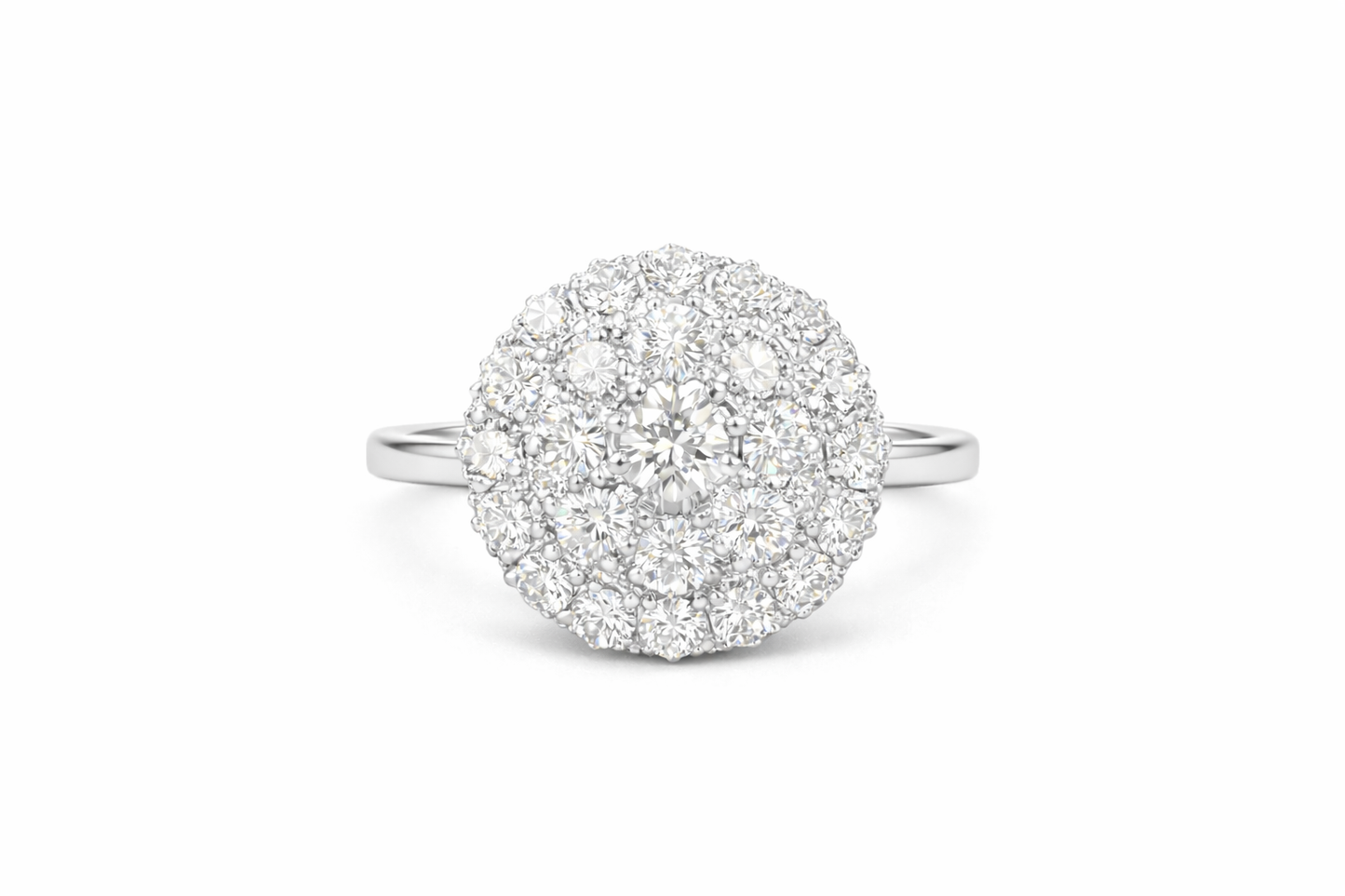 Pre-Loved 18K White Gold Three-Tier Diamond Cluster Ring