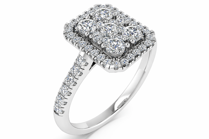 9K White Gold Diamond Cluster Ring