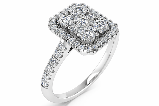 9K White Gold Diamond Cluster Ring