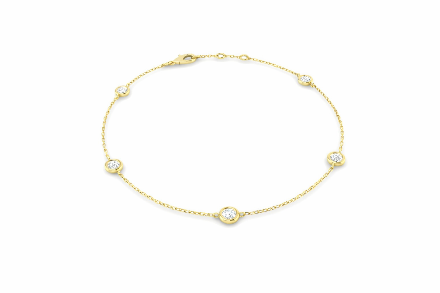 9K Yellow Gold Bezel Set Lab Grown Diamond Bracelet