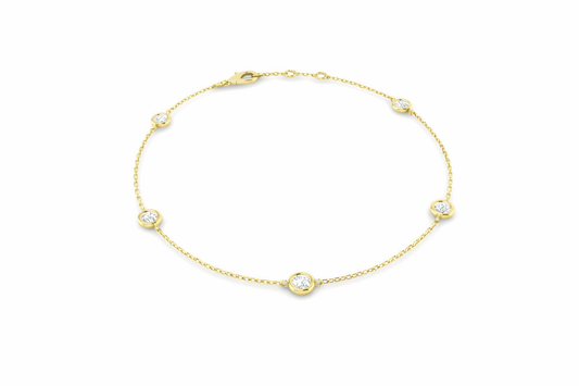 9K Yellow Gold Bezel Set Lab Grown Diamond Bracelet