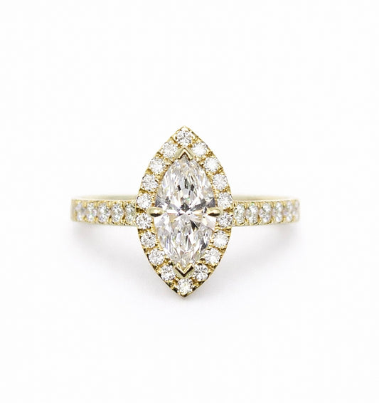 18K yellow Gold Natural Marquise Diamond Engagement ring