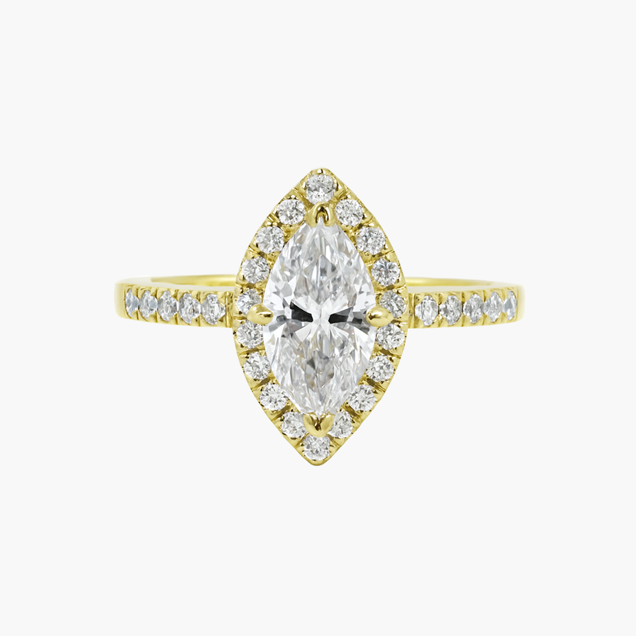 18K yellow Gold Marquise Diamond Engagement ring [TS]