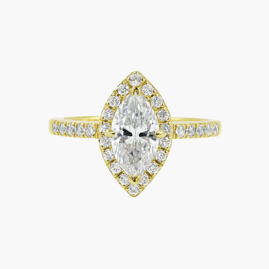 18K yellow Gold Marquise Diamond Engagement ring [TS]