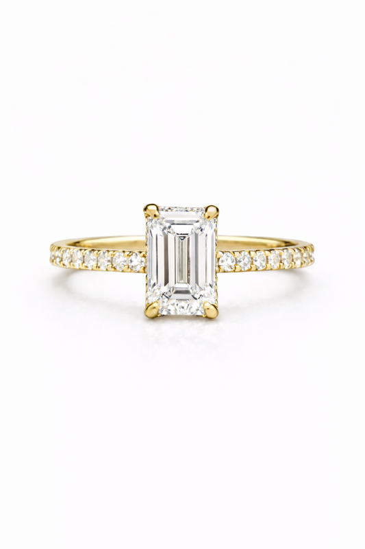 The Pave Slim Emerald Cut Ring