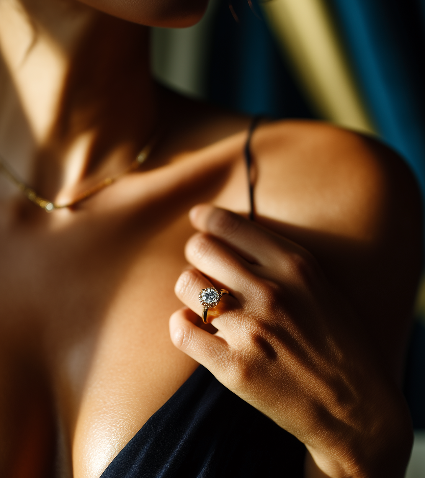 18K yellow Gold Marquise Diamond Engagement ring [TS]