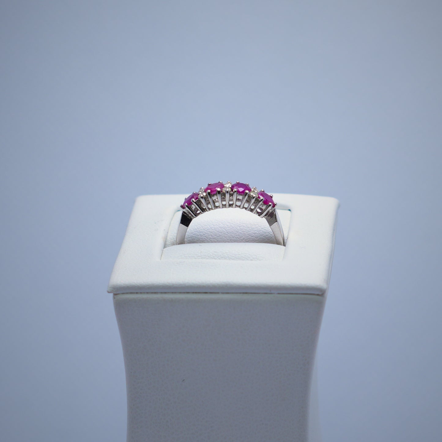 9k White Gold Ruby/Sapphire/Emerald & Diamond Ring