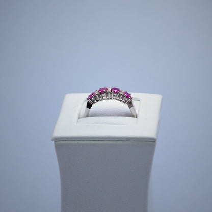 9k White Gold Ruby/Sapphire/Emerald & Diamond Ring