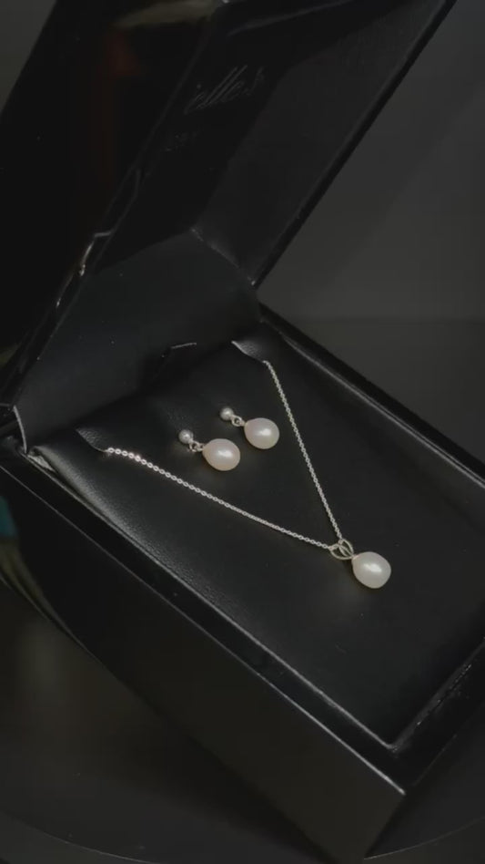 Silver Oval Pearl Set