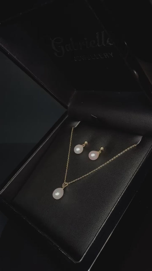 9K Yellow Gold Oval Pearl Set
