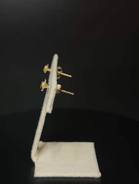 9K Yellow Gold Bezel Set Lab Grown Diamond Stud Earrings