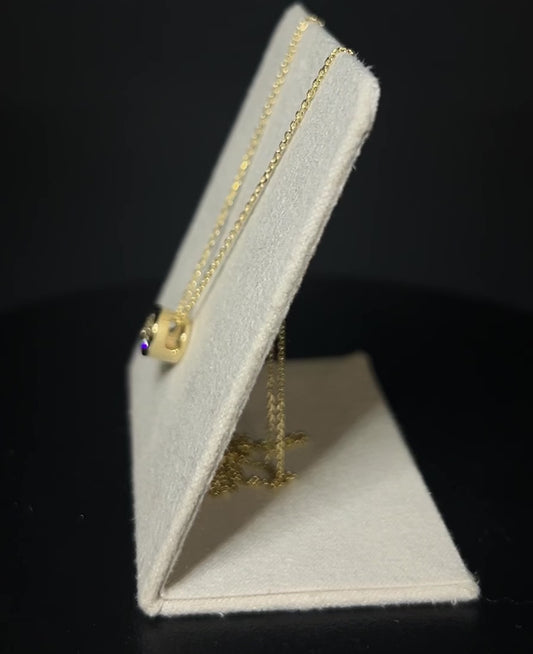 9K Yellow Gold Bezel Set Lab Grown Diamond Pendant Necklace