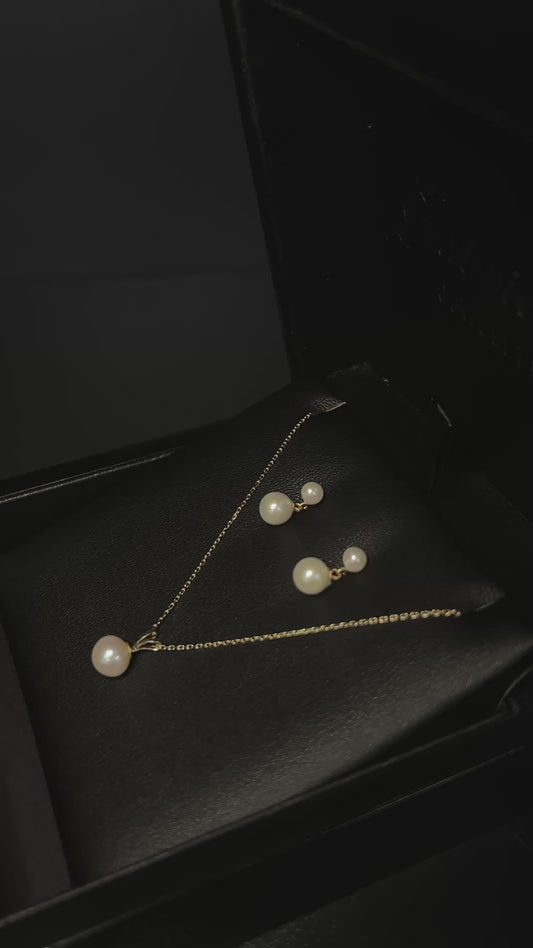 9K Yellow Gold Round Pearl Set