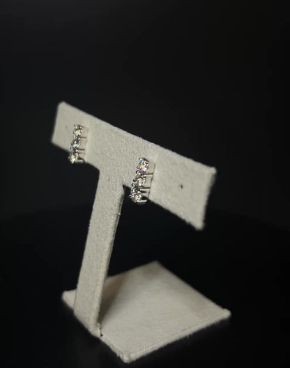 9K White Gold Three-Stone Lab Grown Diamond Drop Earrings