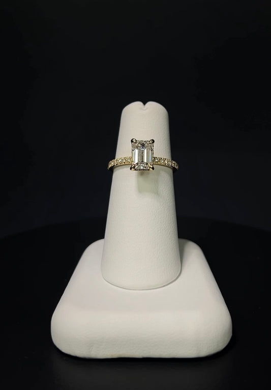 The Pave Slim Emerald Cut Ring