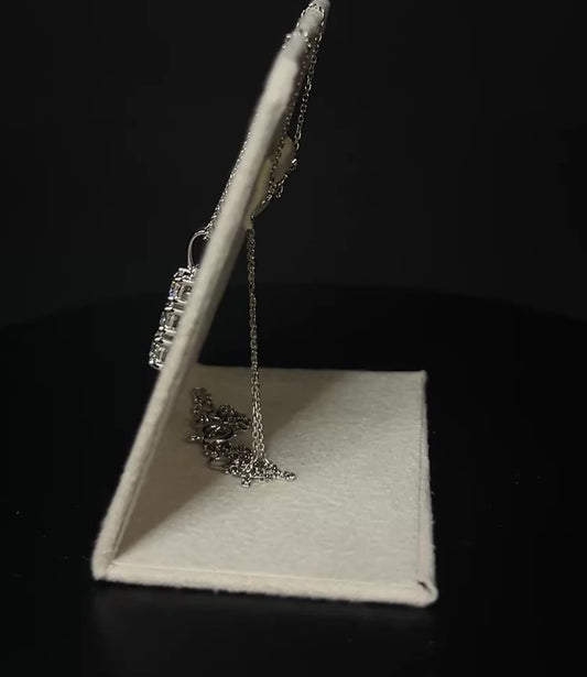 9K White Gold Three-Stone Lab Grown Diamond Pendant Necklace