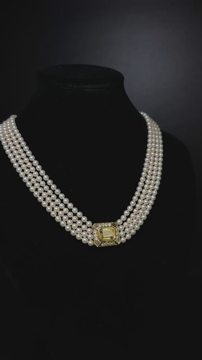 Pre-Loved Four-Row Pearl Statement Necklace & Earring Set